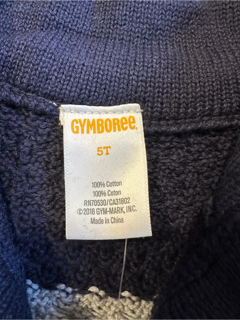 Gymboree Boys Mock Collar Sweater In Gray With Blue and Navy Stripe Size 5T